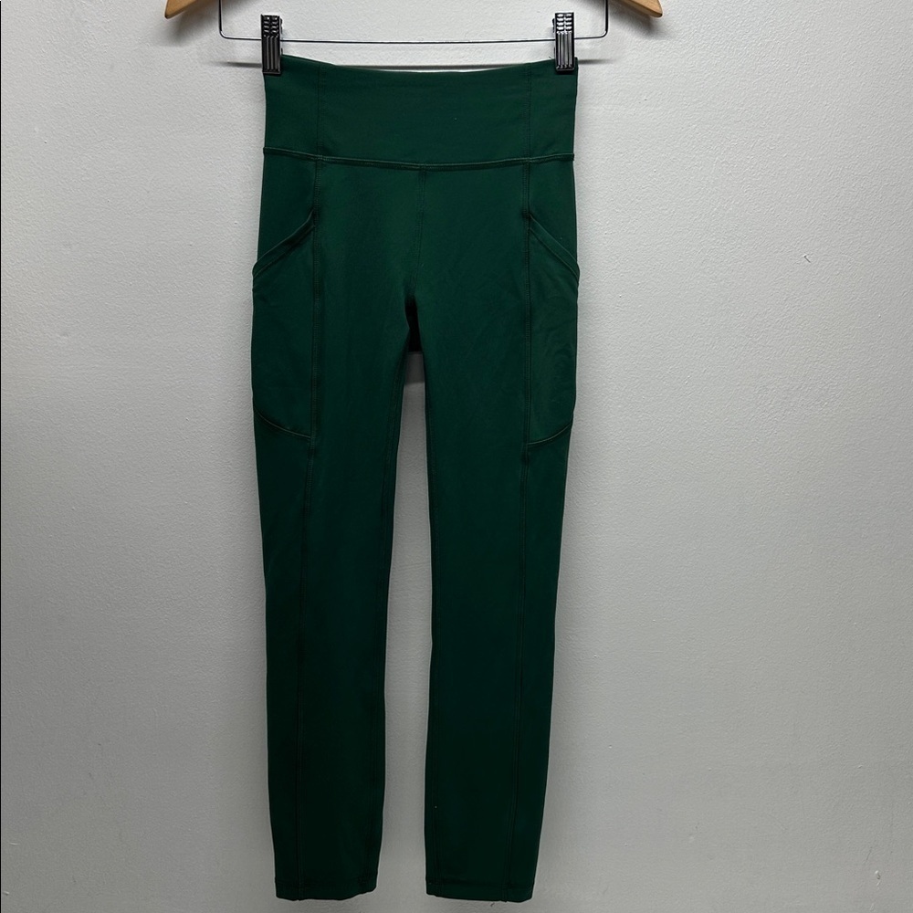 Lululemon Invigorate High Rise Crop Cropped Leggings Everlux Pants 23" Green 2
